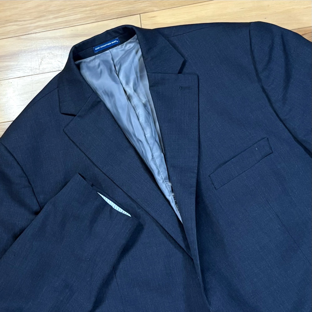 Hart Schaffner Marx Wool Blend Blazer Mens Sz 50L Black Chicago Fit Sports Coat